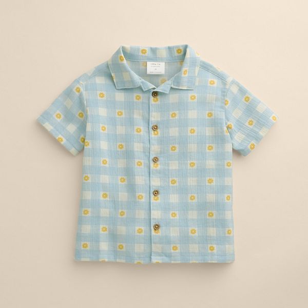 

Детская курортная рубашка Little Co. By Lauren Conrad, Blue Flower Gingham