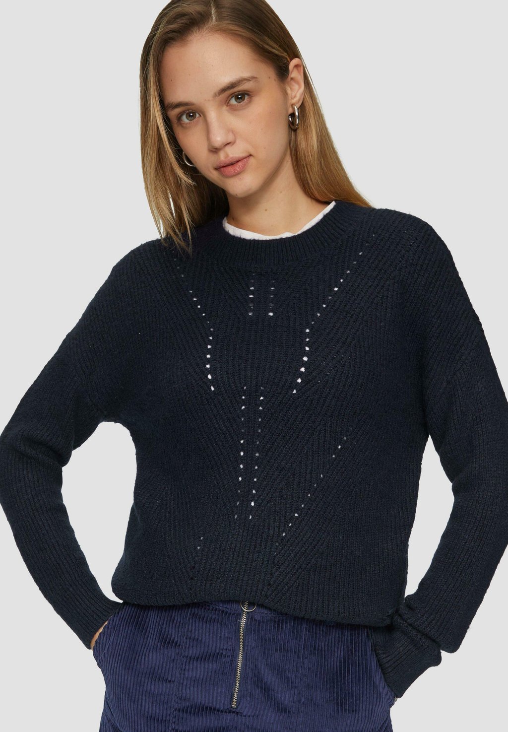 

Джемпер FLAUSCHIGER MIT AJOURMUSTER QS, темно-синий