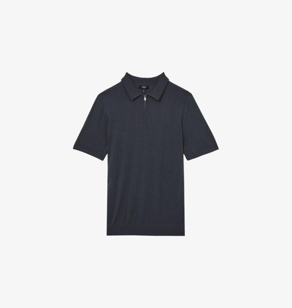 

Футболка-Поло из шерсти Maxwell на молнии Reiss, черный