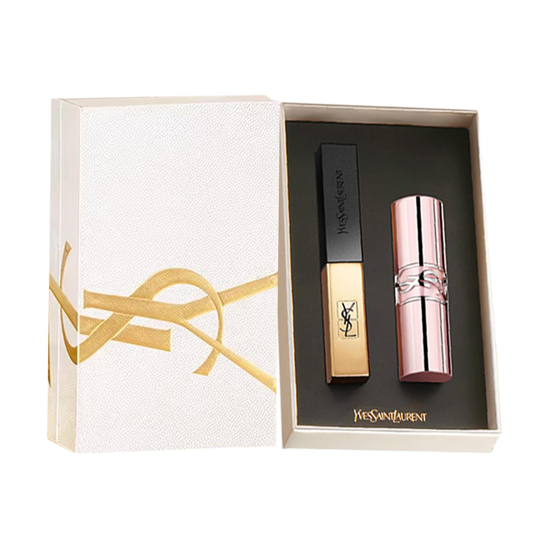 

SAINT LAURENT Набор косметики Small Gold Bar Pink Tube Box легко растушевывается, стойкий тон 2,2г+3,1г