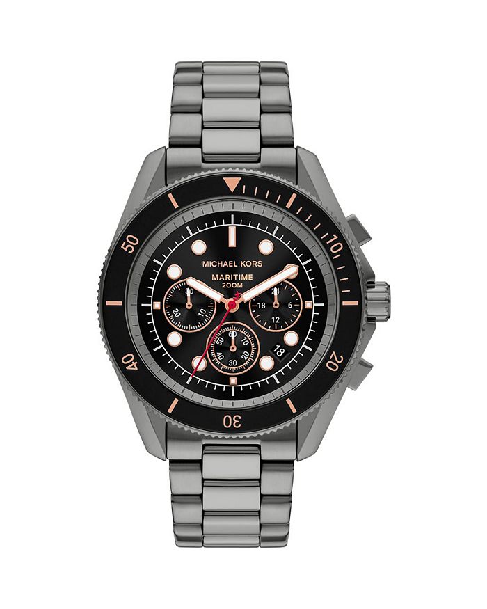 

Часы-хронограф Maritime из нержавеющей стали Gunmetal, 45 мм Michael Kors, черный