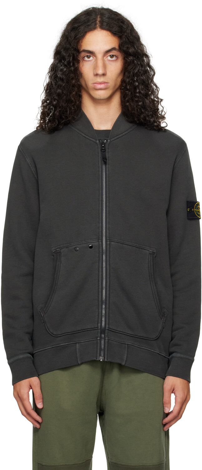 

Куртка-бомбер из серого французского терри Stone Island