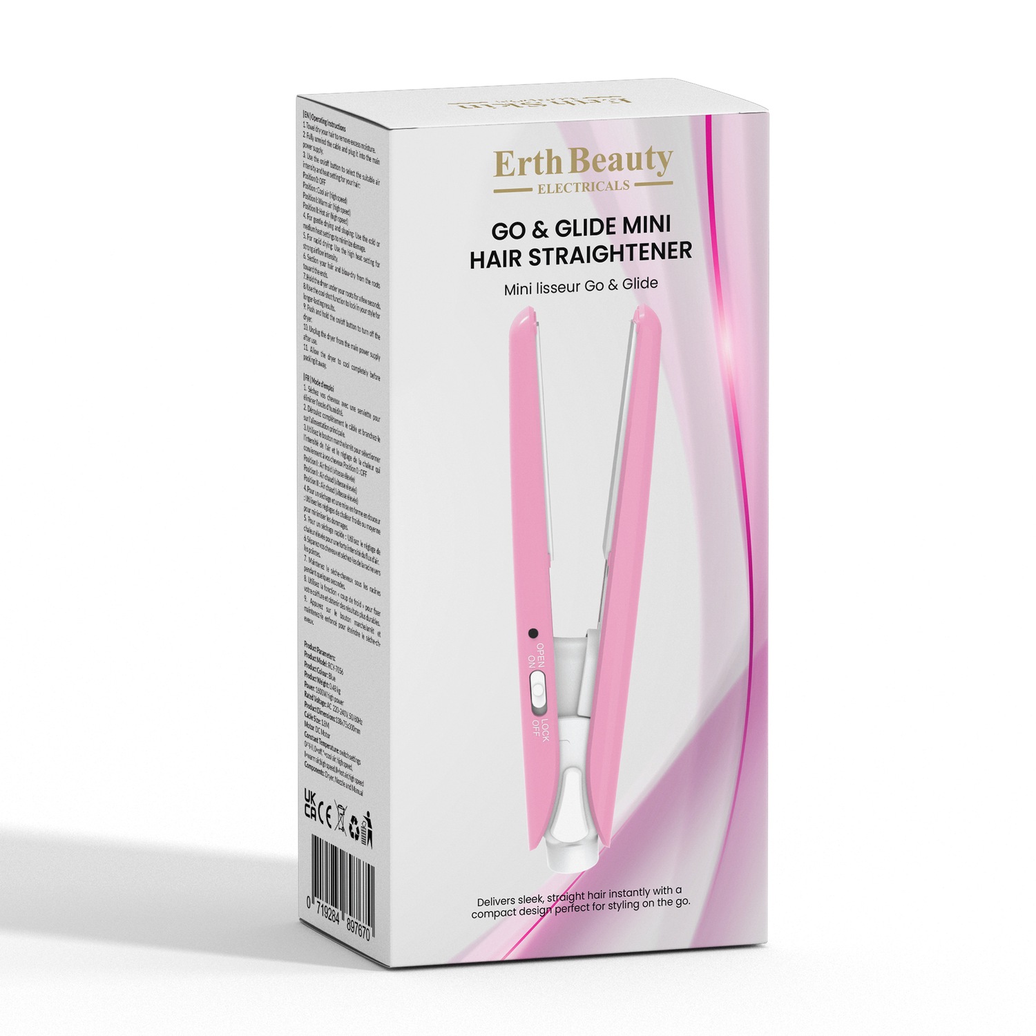 

Заколка для волос go & glide mini-haarglätteiser rosa Erthskin London, количество 1 шт.