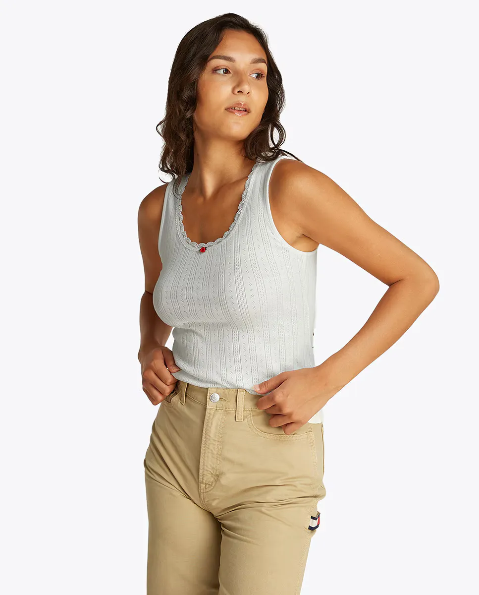 

Женская майка с ажурной тканью Tommy Jeans, белый