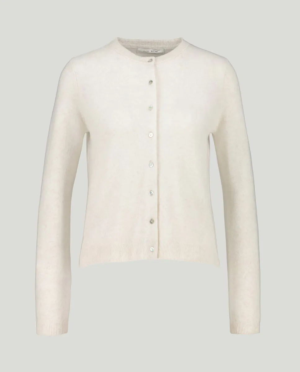 

Женский кардиган из шерсти с круглым вырезом и кашемиром Easy Wear, бежевый