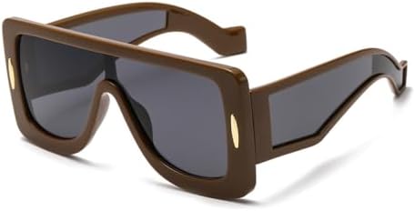 

Солнцезащитные очки в крупной квадратной оправе с интегрированными цветными линзами, модель 2027 года, с технологией Technology Sense, для активного отдыха, женские MTZJH, Brown Black