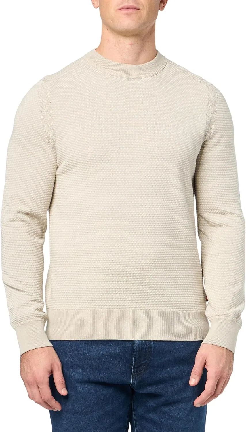 Свитер мужской BOSS Microstitch из хлопкового микса, кремовый