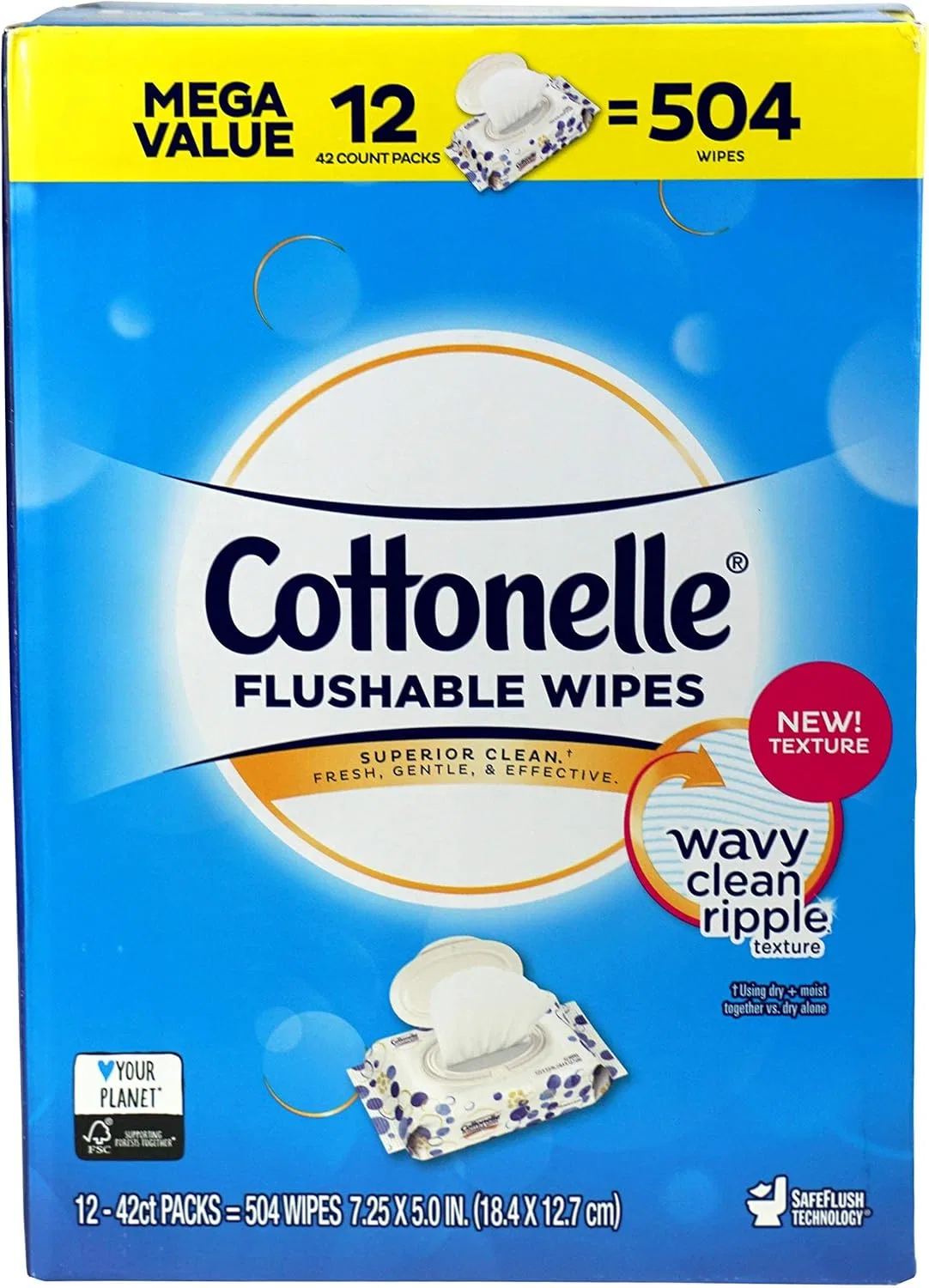 Салфетки для снятия макияжа Cottonelle FreshCare Flushable, 504 шт.