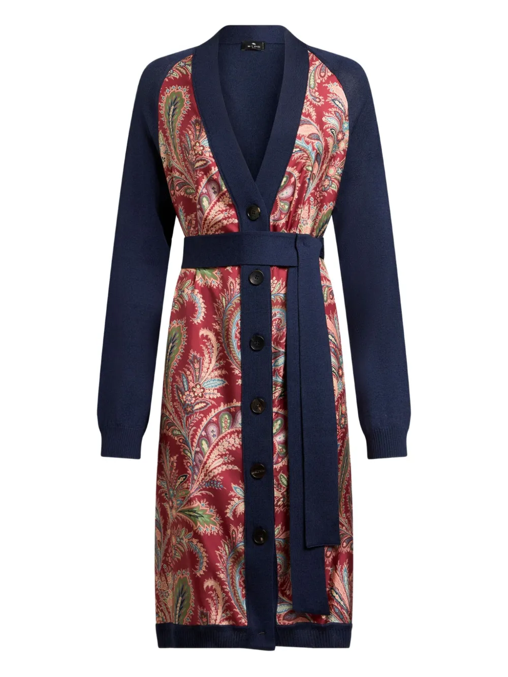 

Кардиган из смесового шелка с принтом пейсли ETRO, красный