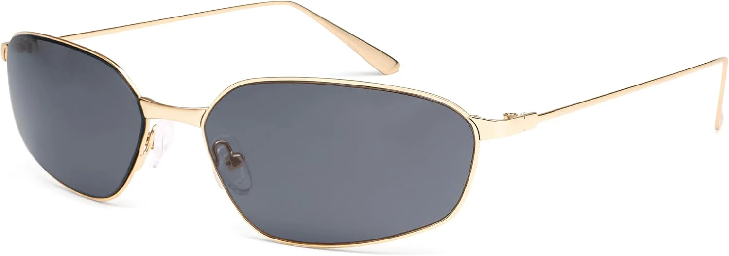 

Солнцезащитные очки Y2K шестиугольной формы для женщин и мужчин, модные футуристические солнцезащитные очки в стиле 90-х, модель AP3795 Appassal, Gold/Grey