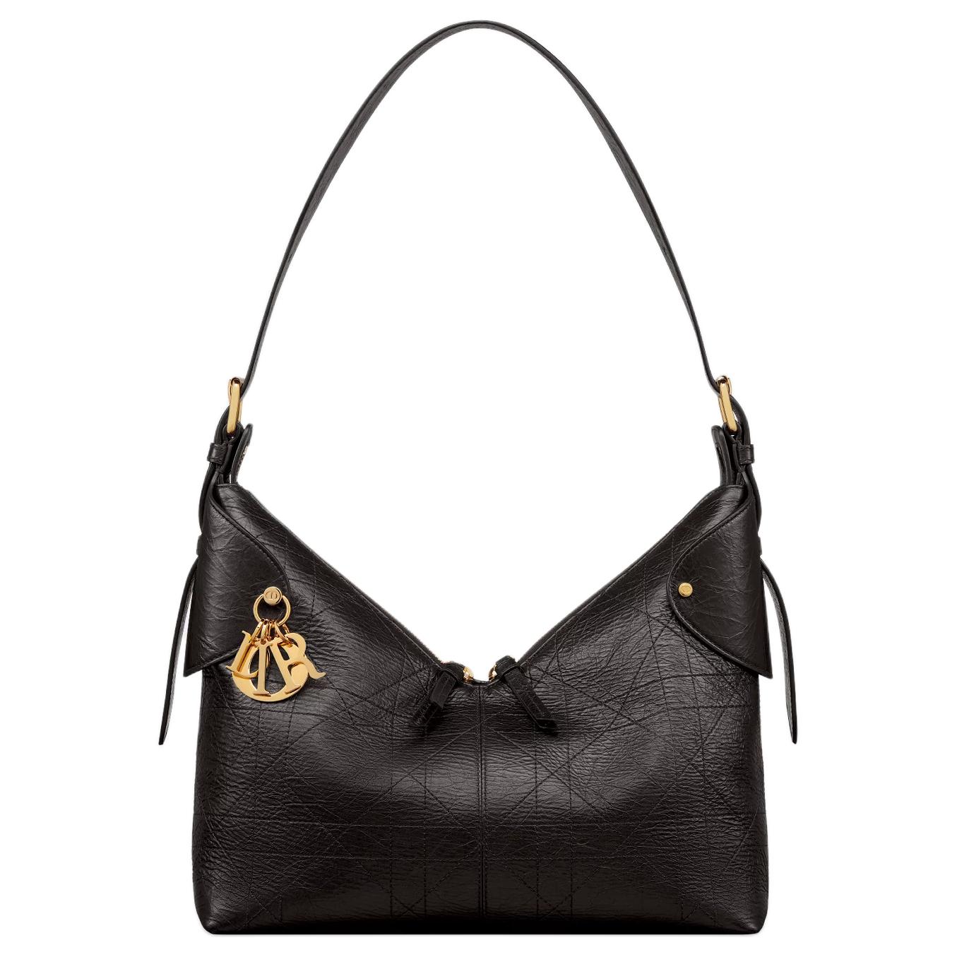 

DIOR Кожаная сумка через плечо среднего размера для женщин черная