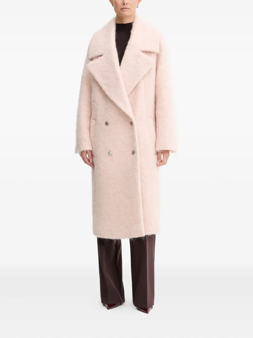 

Двубортное пальто с поясом Boss, розовый