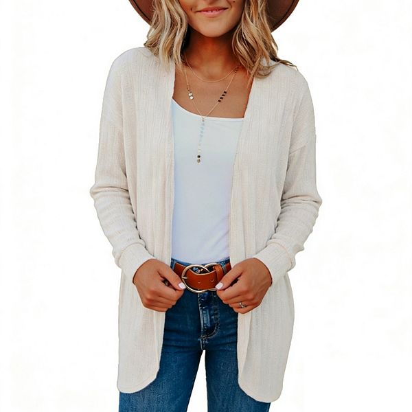 

Женский кардиган на пуговицах с длинным рукавом - легкая свободная кофта Clearflower, Beige