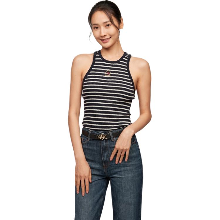 Tommy Hilfiger Топ-майка женская navy blue в белую полоску — фото 4