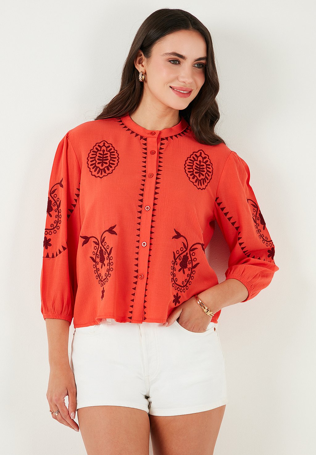 

Блузка на пуговицах REGULAR FIT LELA, коралловый