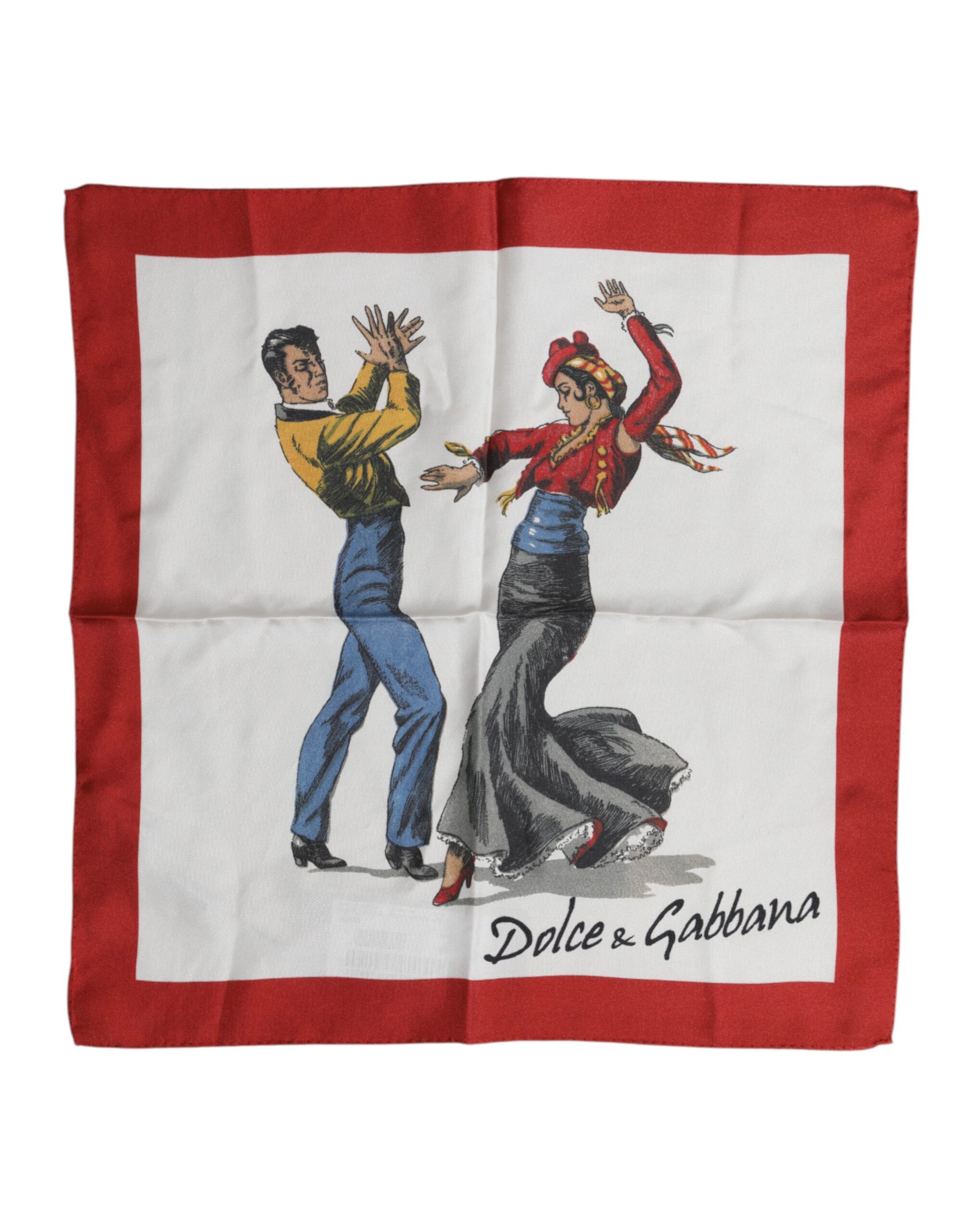 

Белый принтованный шелковый квадратный мужской платок-шарф Dolce & Gabbana, бело-красный