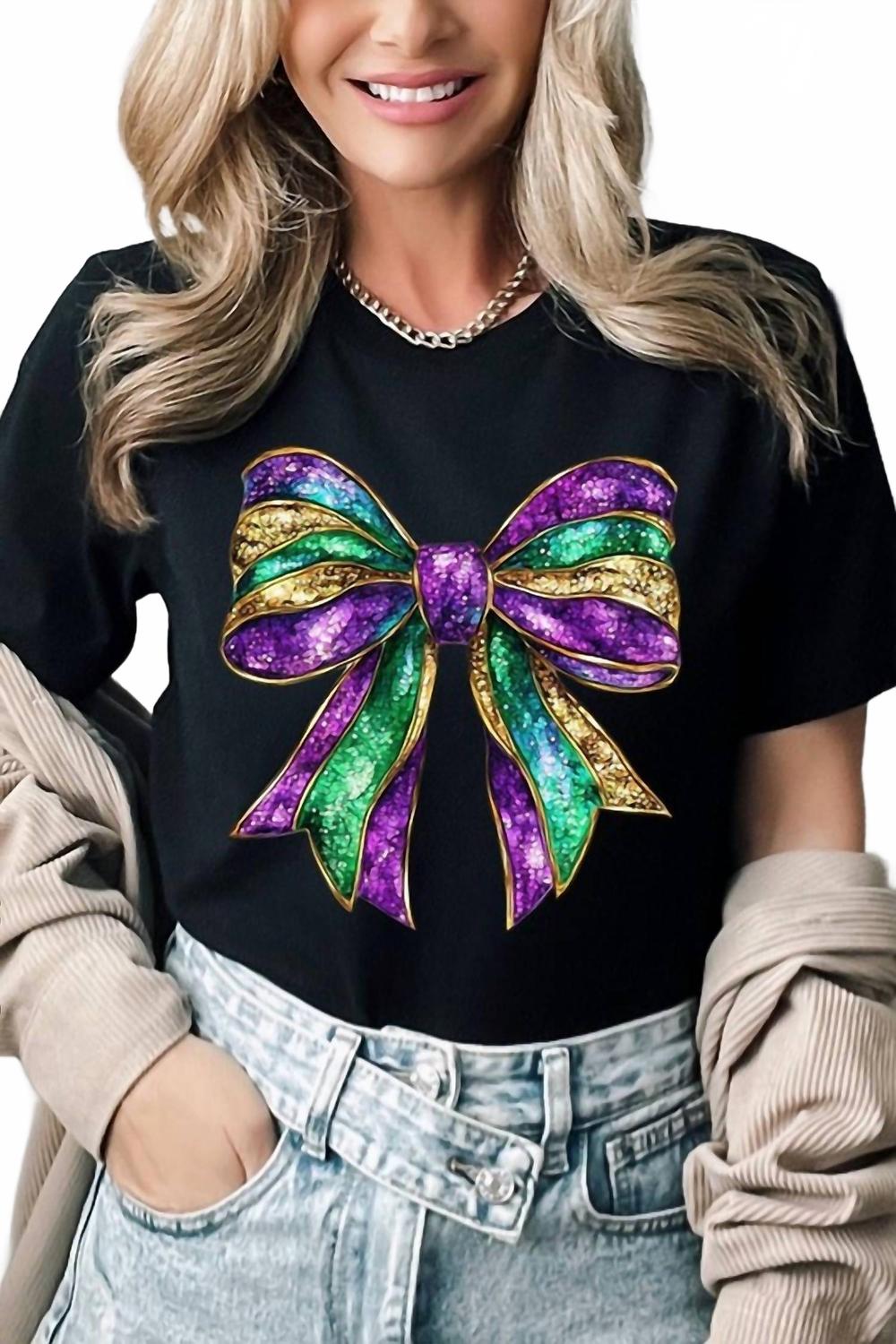 

Cezanne Футболка с бантом в стиле Марди Гра, черная, Черный, Cezanne Футболка с бантом в стиле Марди Гра, черная