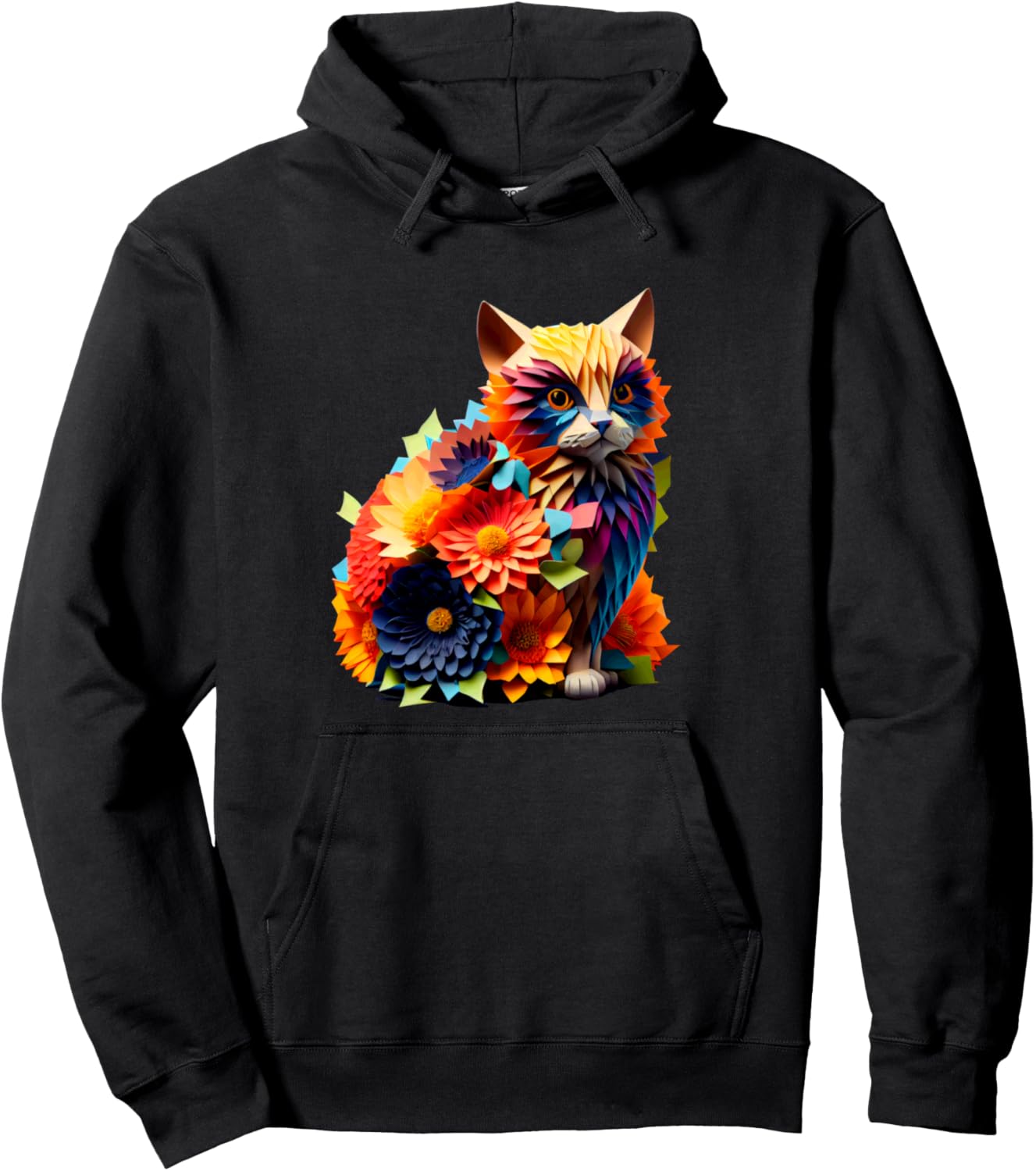 

Красочная толстовка с цветочным принтом и изображением кошки Vibrant Colorful Floral Cat Art Enthusiasts, черный