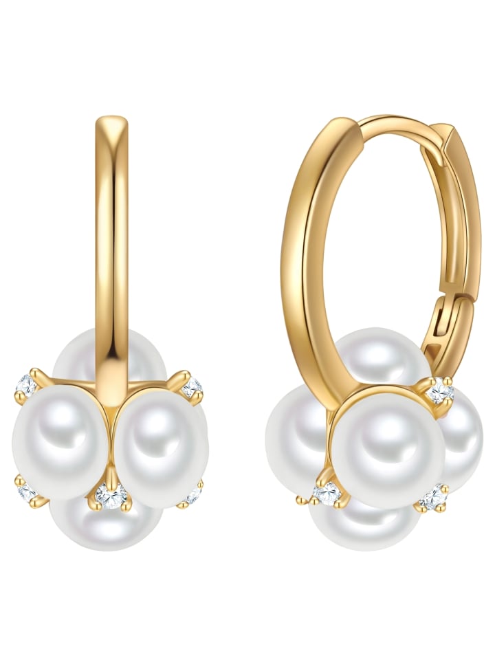 

Yokoamii Латунные серьги с кубическим цирконием и искусственным жемчугом в оправе из желтого золота