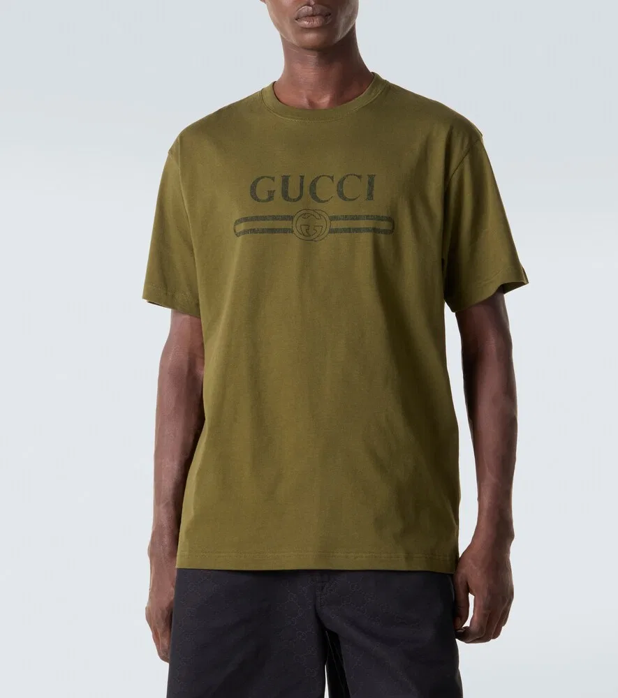 Футболка Gucci из хлопкового трикотажа с логотипом, зеленый — фото 3