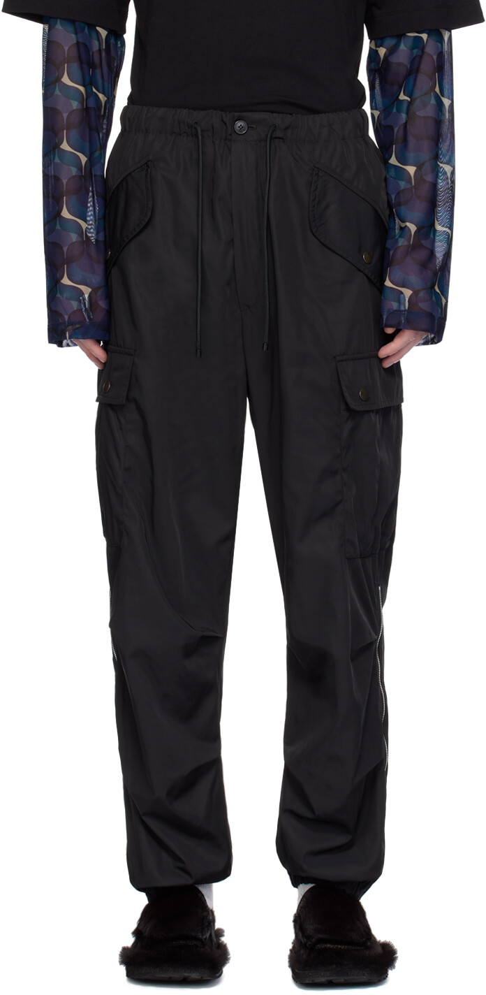 

Черные свободные брюки-карго Dries Van Noten