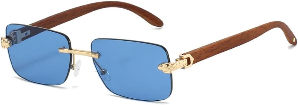 

Солнцезащитные очки для женщин и мужчин в стиле ретро, ​​без оправы, с прозрачными линзами с градиентом цвета «океан», модные, с защитой от УФ-излучения UV400 TVTBBVV, Dark Blue