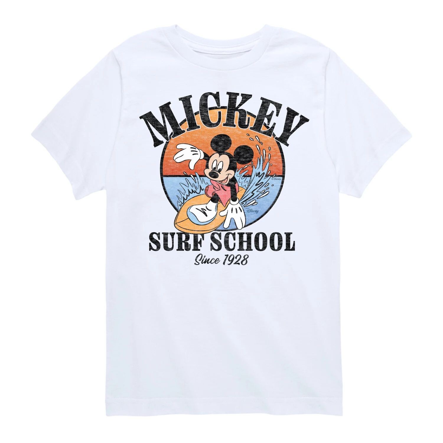 

Футболка с рисунком Микки Мауса для мальчиков 8–20 лет для школы серфинга Disney Disney, белый
