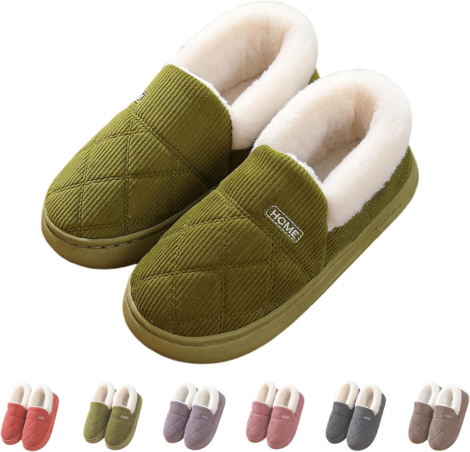 

Унисекс домашние тапочки-ботинки, зимние с плюшем, теплые, с меховой подкладкой, удобной подошвой с поддержкой свода стопы, противоскользящие, для дома и улицы Generic, зеленый