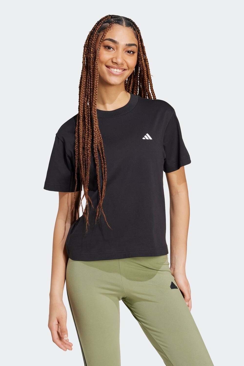 

Футболка с маленьким логотипом, 100% хлопок Adidas, черный