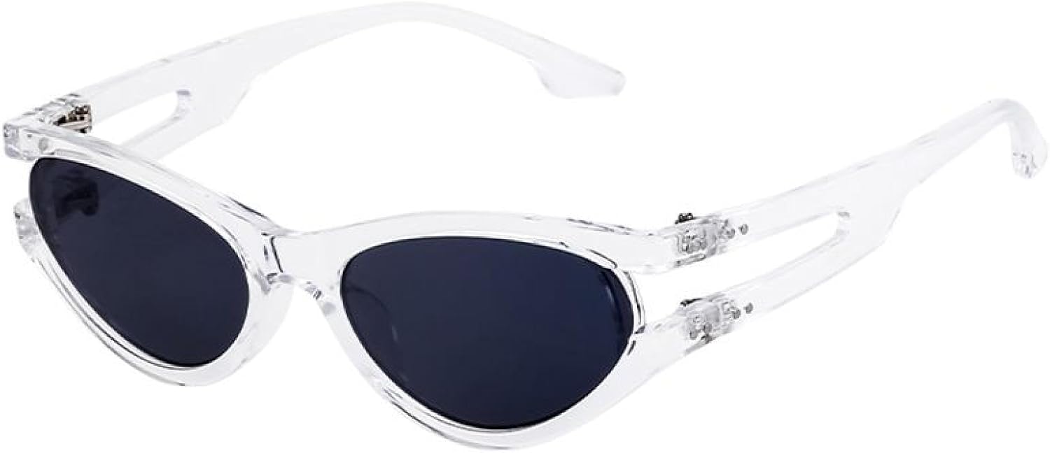 

Сексуальные солнцезащитные очки в стиле панк «кошачий глаз» овальной формы для женщин, роскошная модная полуячеистая оправа, защита от УФ-излучения UV400 TVTBBVV, C8transparentwhite