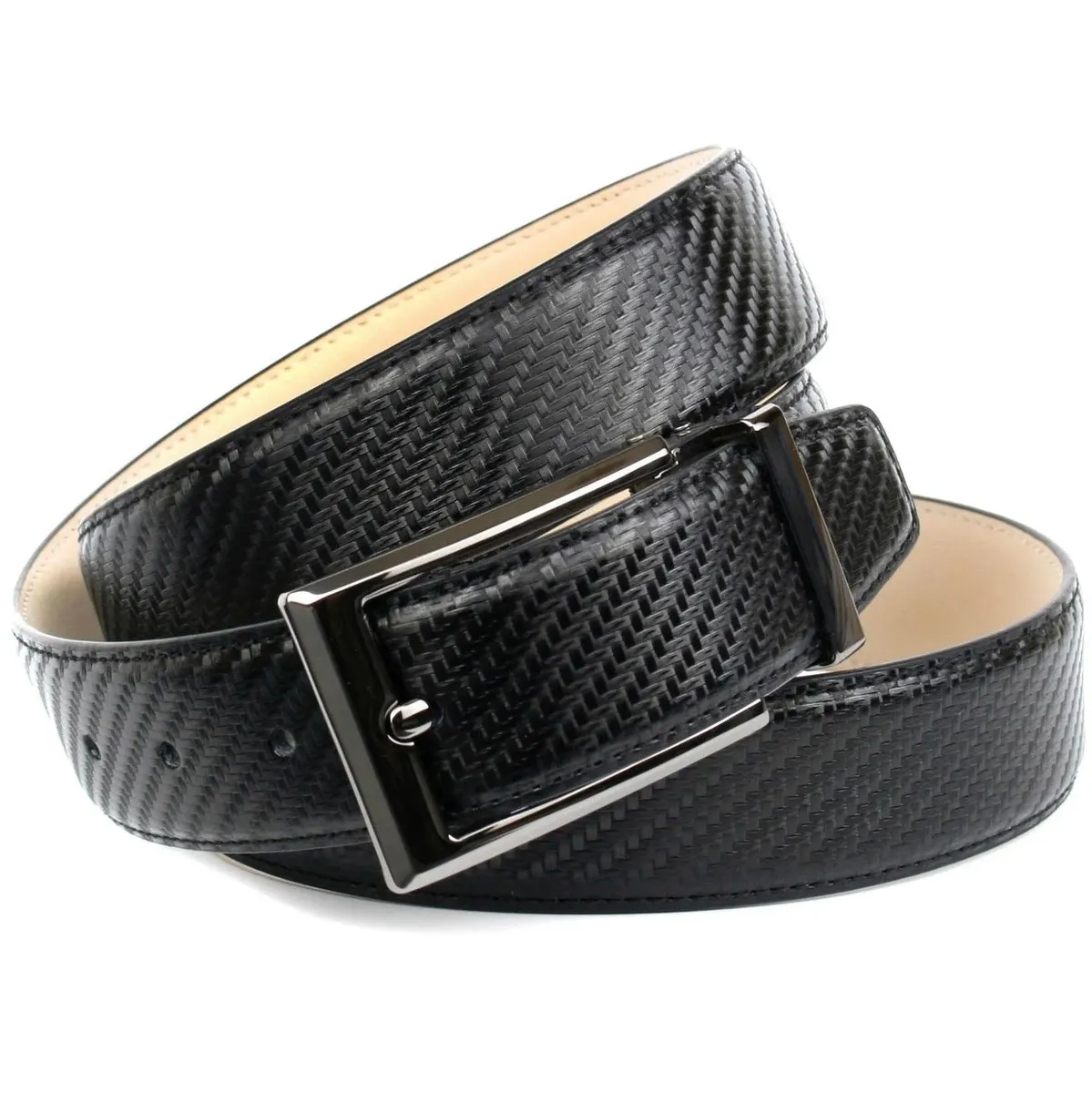 

Кожаный ремень Anthoni Crown с карбоновым узором, черный