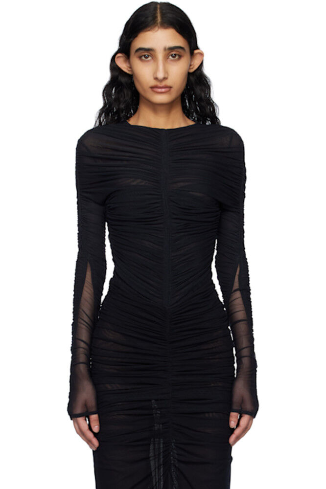 

Черный боди с оборками Mugler