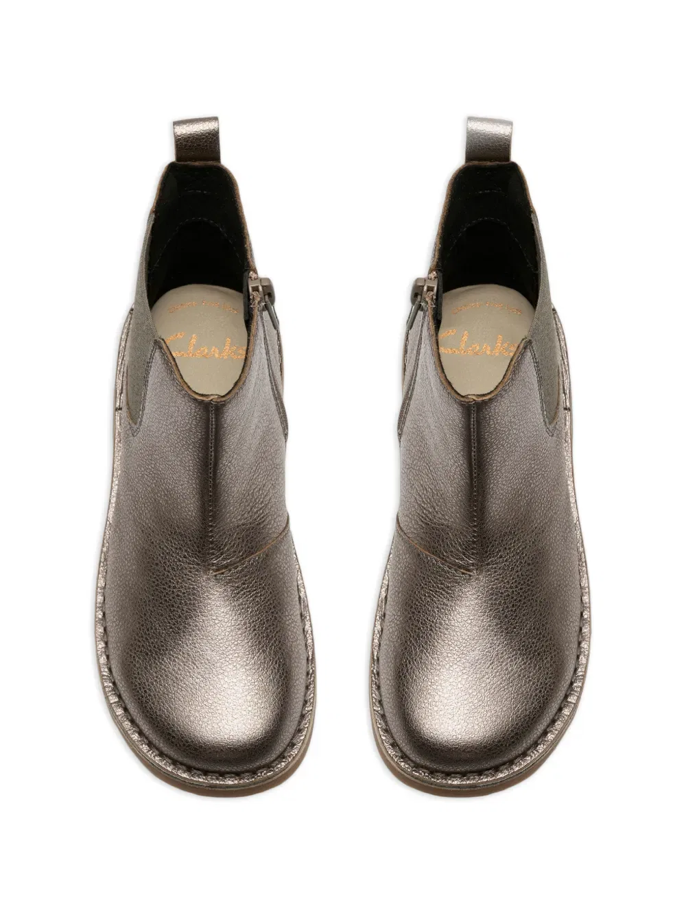 Ботильоны на молнии с эластичными вставками Clarks Kids, серый — фото 4