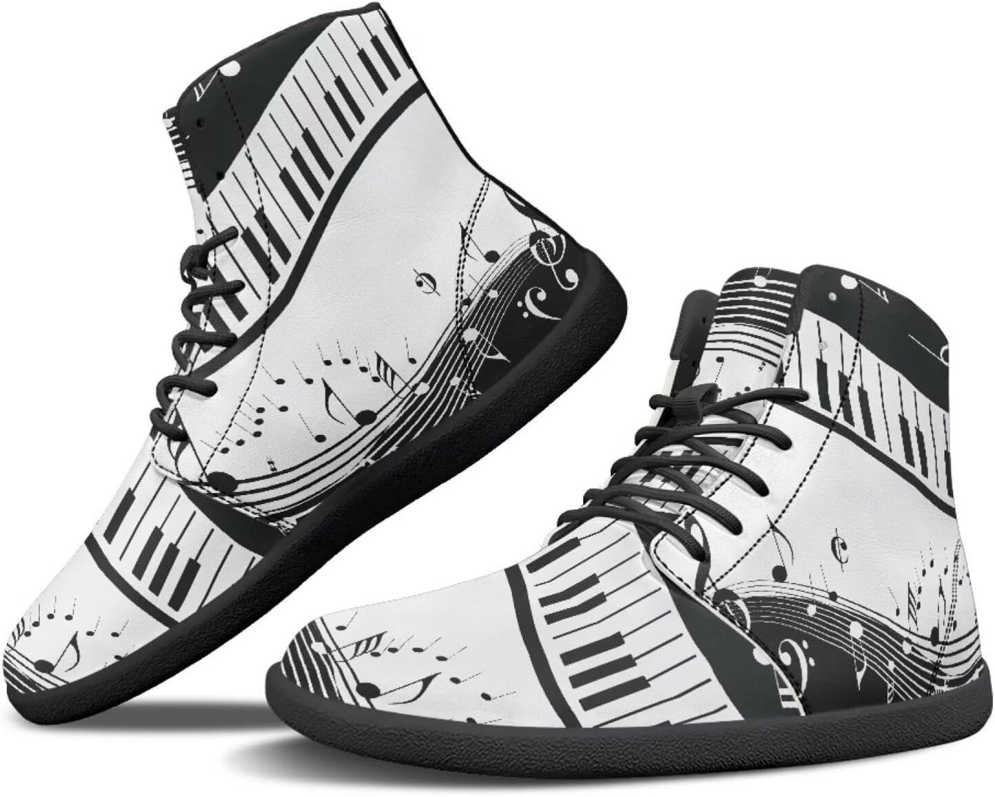 

Мужские кроссовки Barefoot Shoes с принтом музыкальных нот: высокие, с широким носком, на шнуровке, с нескользящей подошвой, для тренировок и бега Xixirimido, Piano Music Note