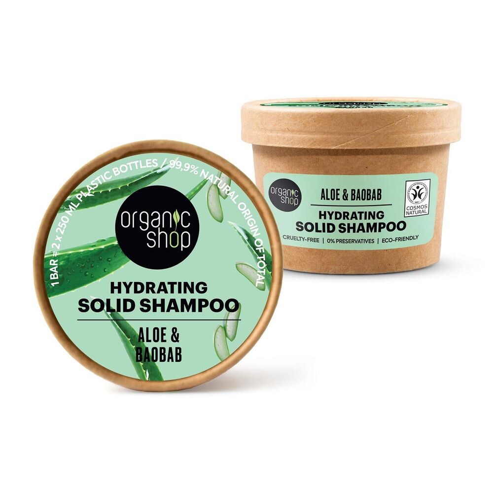 

Твердый шампунь Champú Sólido Hidratante Aloe Y Baobab Organic Shop, 60 гр