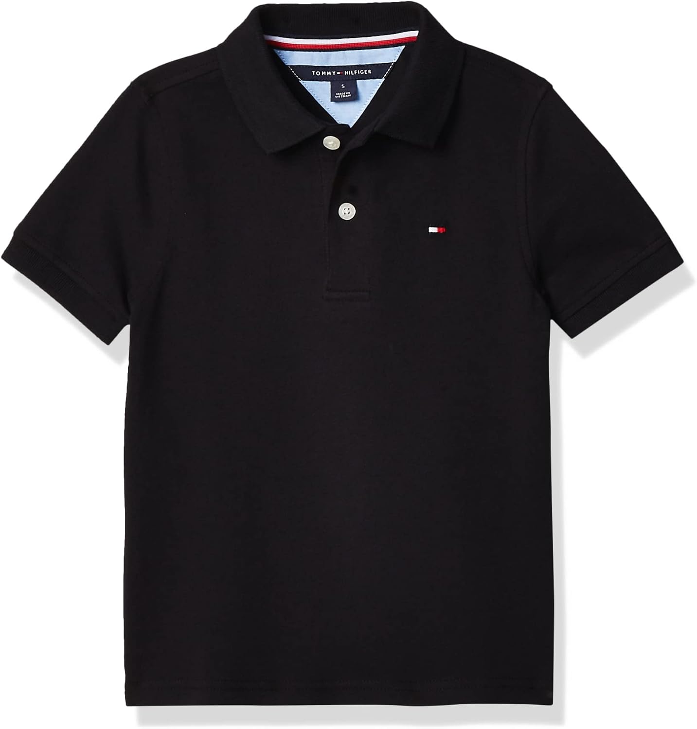 

Рубашка поло с короткими рукавами и матовым плющом для мальчиков Tommy Hilfiger, 100% хлопок, вышитый логотип, Tommy Black Stretch 1389