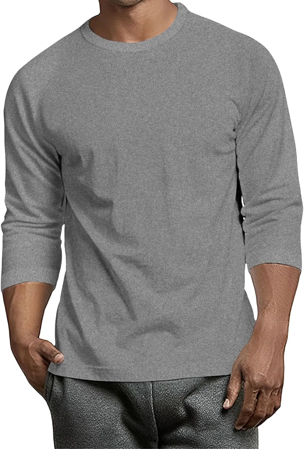 

Футболка для мужчин Classic Crewneck с принтом, 3/4 рукава, свободный крой FQZWONG