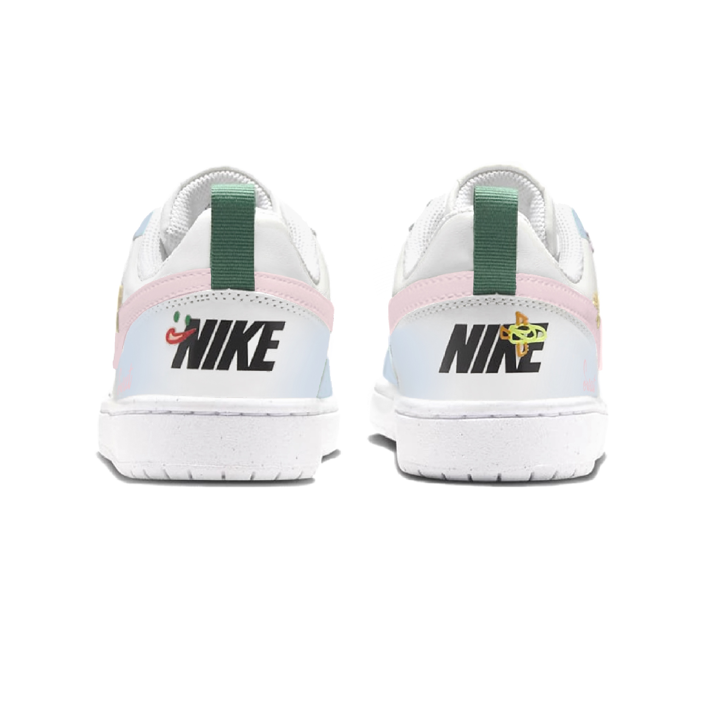 Nike Детские кроссовки для скейтбординга Court Borough Blue Bubbles с противоскользящим покрытием, износостойкие, низкие, синие, розовые, для подростков — фото 4