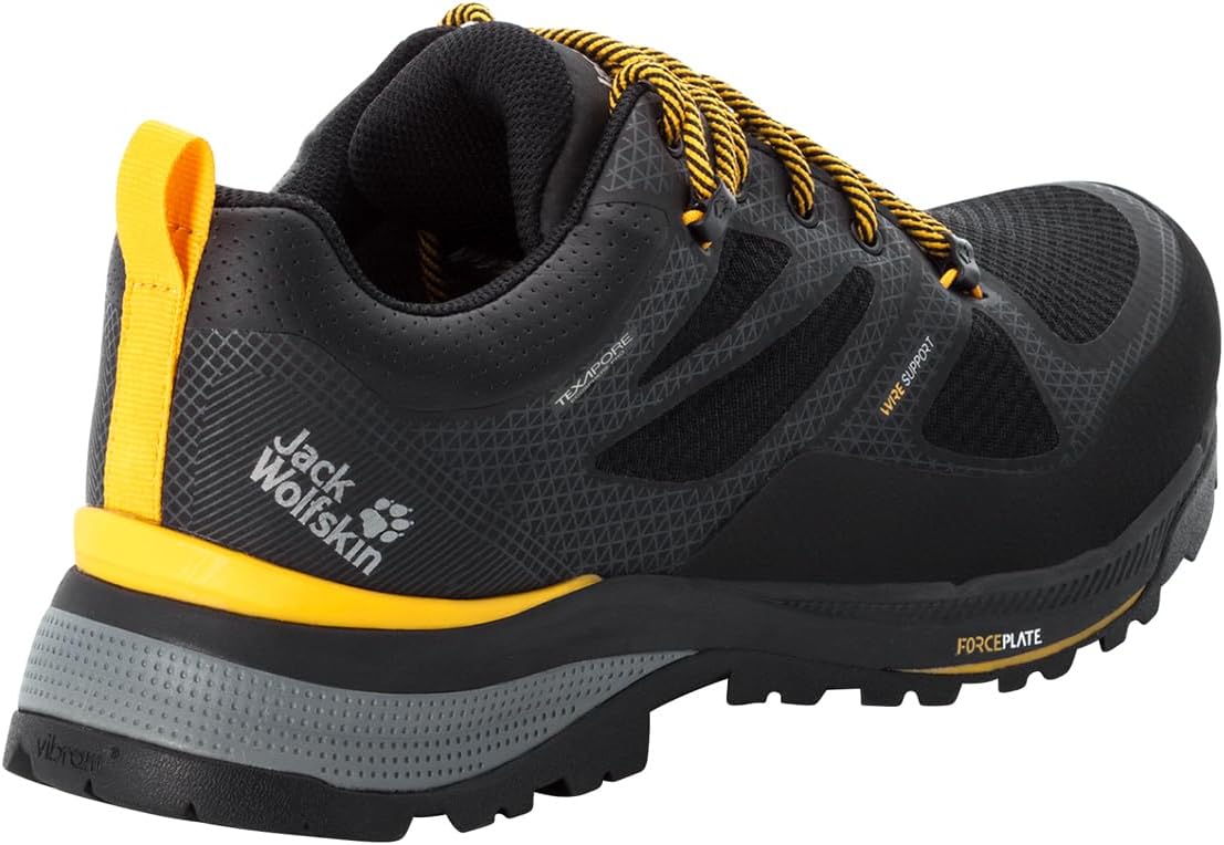 Мужские кроссовки Jack Wolfskin Force Striker Texapore Low M, черный/желтый — фото 3