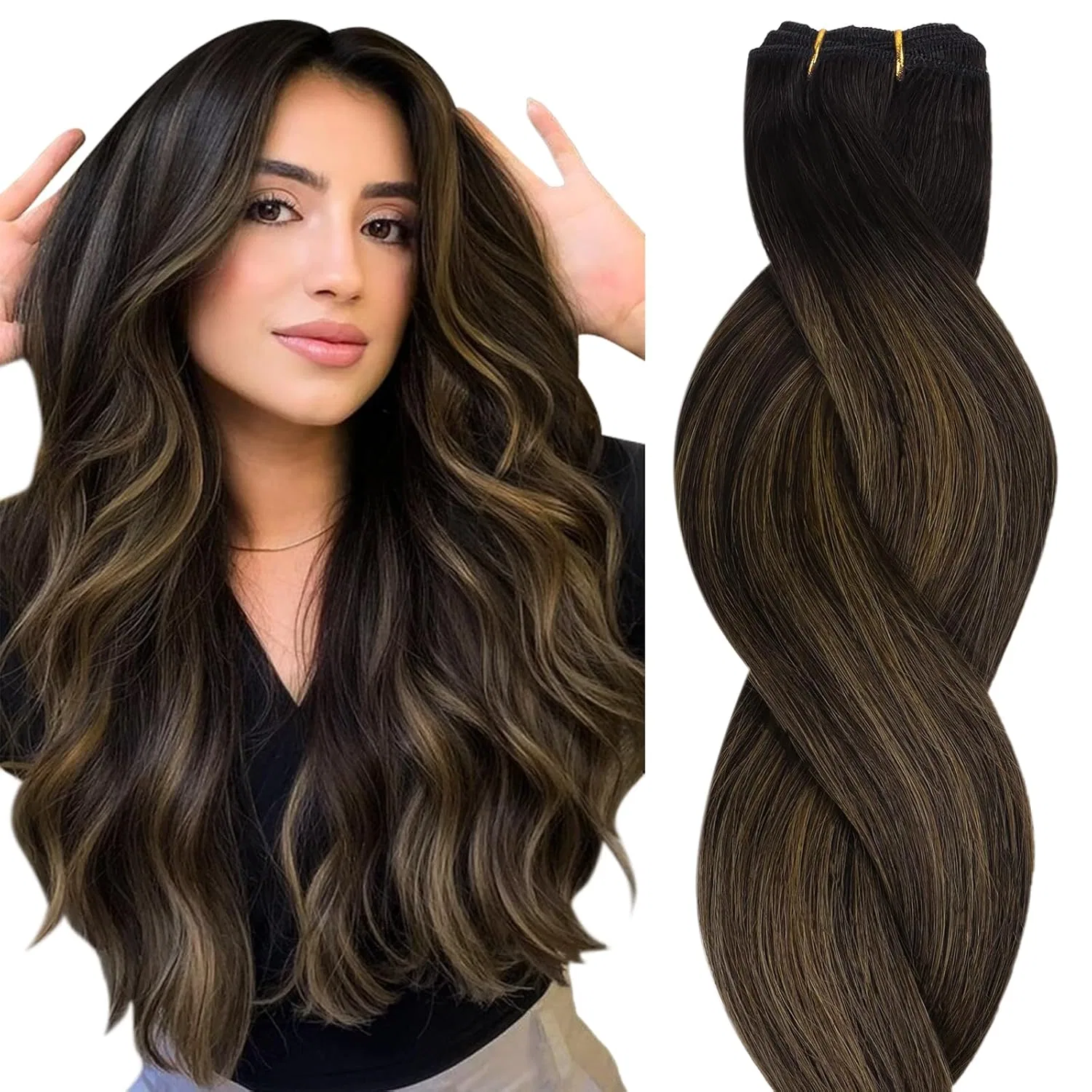 Накладные волосы на трессах Remy от Hotbanana Hotbanana, #2/6/2 Balayage Dark Brown To Chestnut Brown