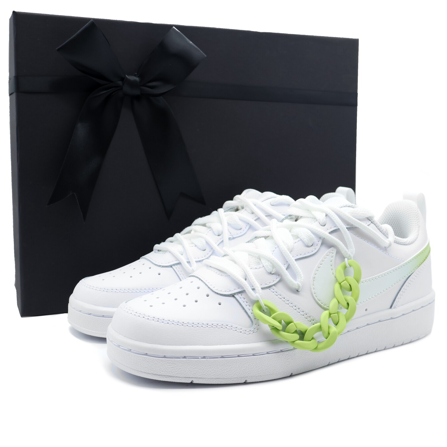 

Кроссовки Nike Court Borough Skateboarding Shoes Women's Low-top White Fruit Green, белый