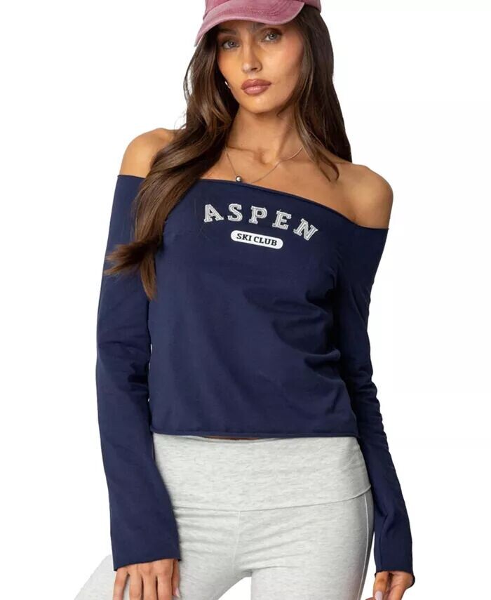 

Женский топ с открытыми плечами Aspen Ski Club Edikted, синий