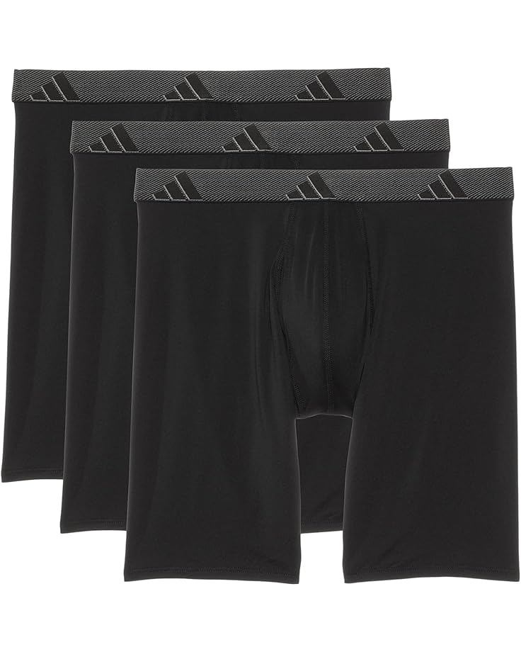 

Боксеры adidas Athletic Fit Microfiber Long Boxer Brief Underwear 3-Pack, цвет Black/Onix Grey/Black