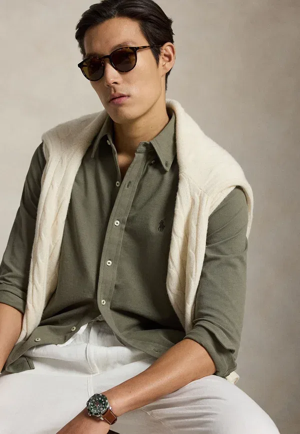 Футболка Polo Ralph Lauren Featherweight Mesh Shirt, цвет круизный оливковый — фото 4