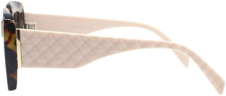 

Солнцезащитные очки PASTL для женщин, крупная квадратная оправа, текстурированный ромбовидный узор, защита от ультрафиолета UV400, Tortoise Beige (Brown)