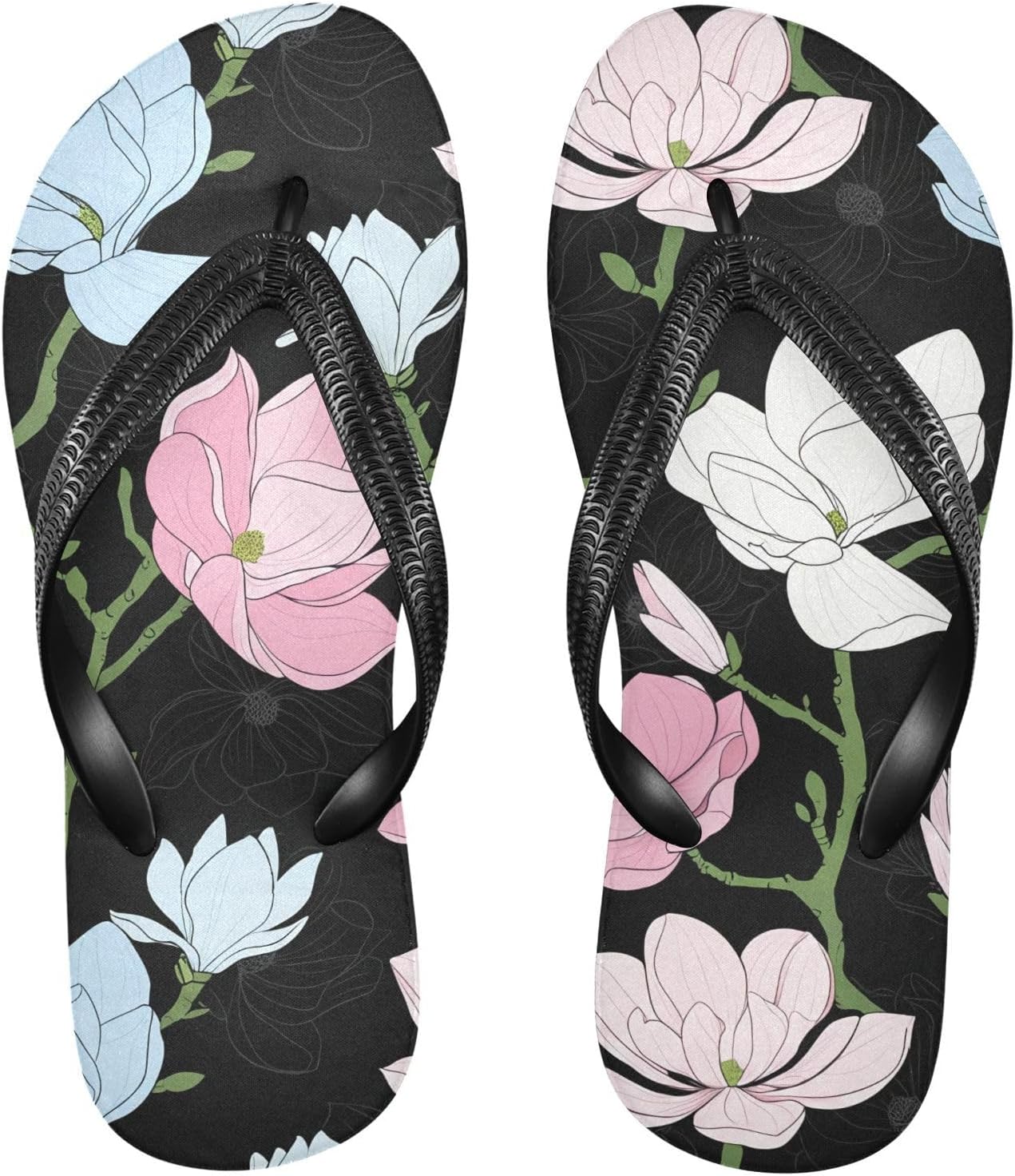 

Женские и мужские пляжные шлепанцы Magnolia Branch черного цвета, резиновые, противоскользящие, летние сандалии для душа и прогулки Sinestour