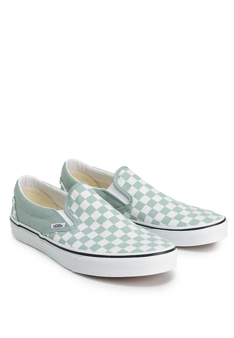 Слипоны детские, классические, Vans, серый/оливковый — фото 2