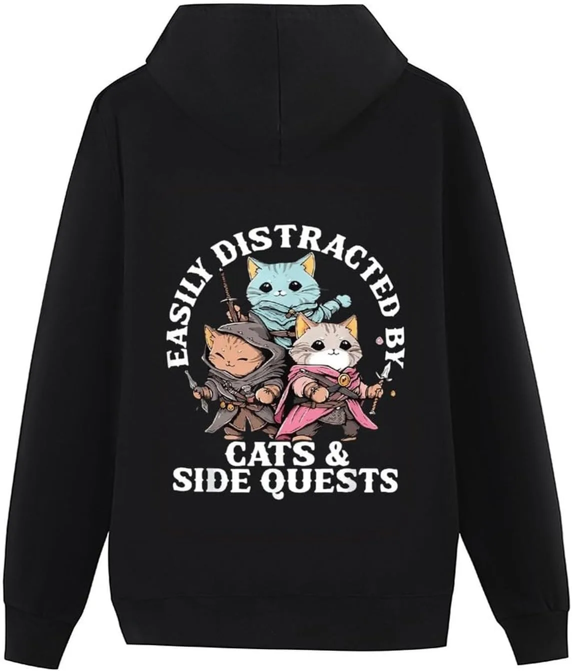 Толстовка Men Fun Cats Side Quest с длинными рукавами и карманом — фото 2