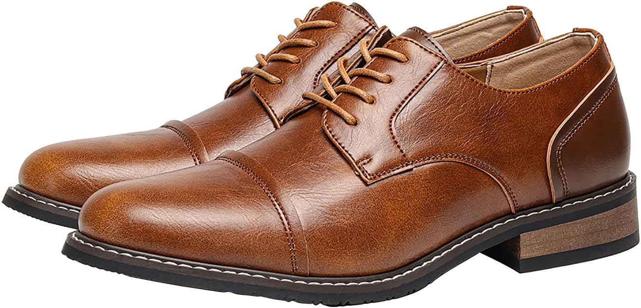 

Мужские туфли на шнуровке из кожи, формальные, деловые, модные, повседневные, туфли для смокинга, удобные для ходьбы Santimon, коричневый