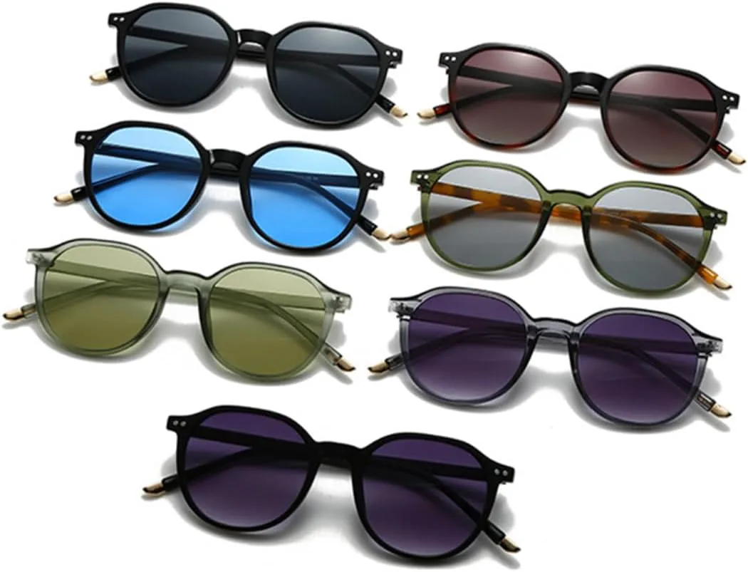 

Популярные модные круглые солнцезащитные очки для женщин, винтажные, с заклепками, панк, мужские, сине-зеленые, с градиентом UV400 UUPTTPL, Black Amber Tea